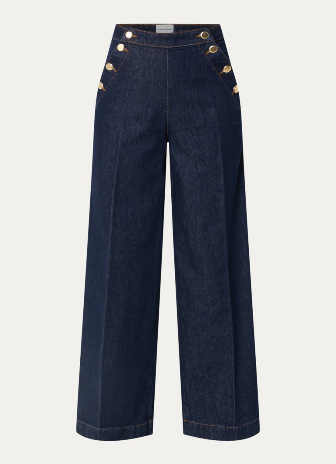 Claudie Pierlot Jeanpascal high waist straight leg jeans met donkere wassing - voorkant 2 indigo
