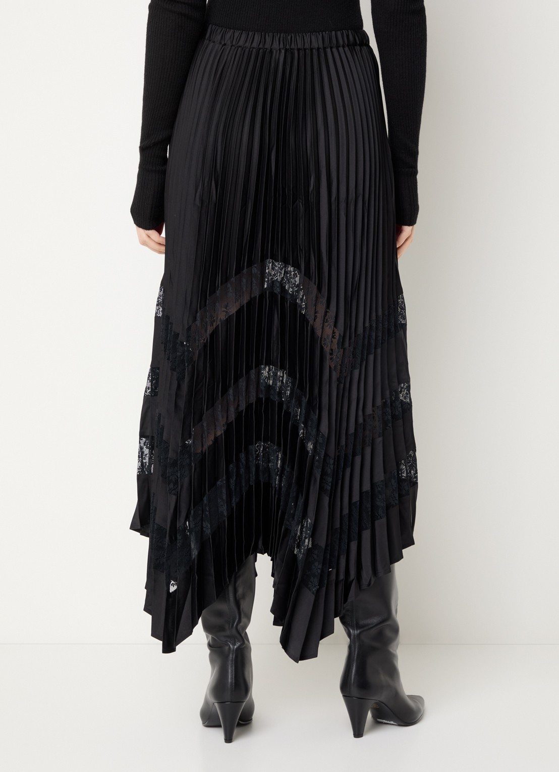 Claudie Pierlot Labelle midi rok met plissé - achterkant zwart