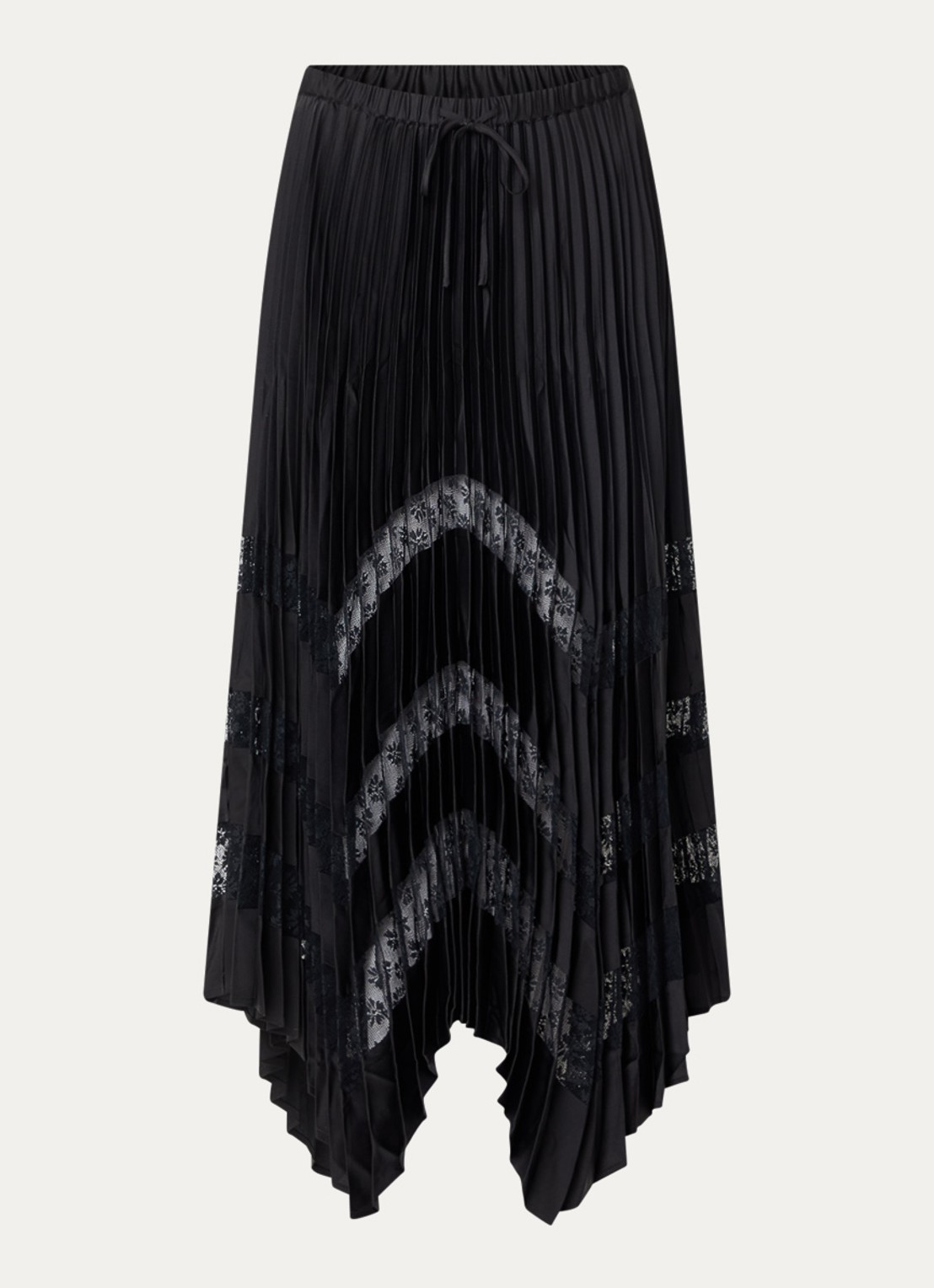 Claudie Pierlot Labelle midi rok met plissé - voorkant 2 zwart