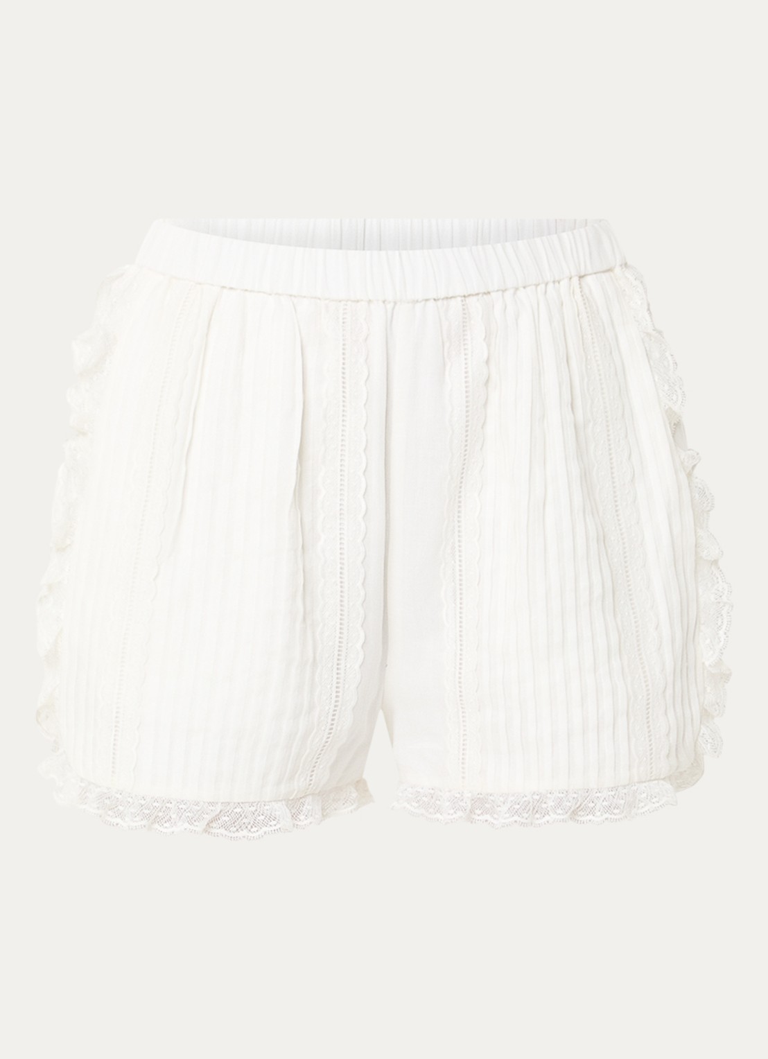 Claudie Pierlot Loose fit korte broek met broderie - voorkant 2 gebroken wit