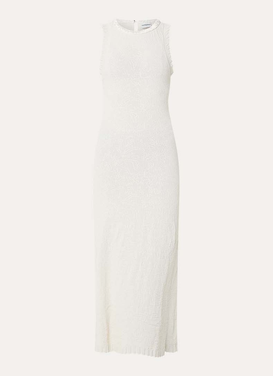 Claudie Pierlot Maellie grofgebreide maxi jurk met ruches - voorkant 2 gebroken wit