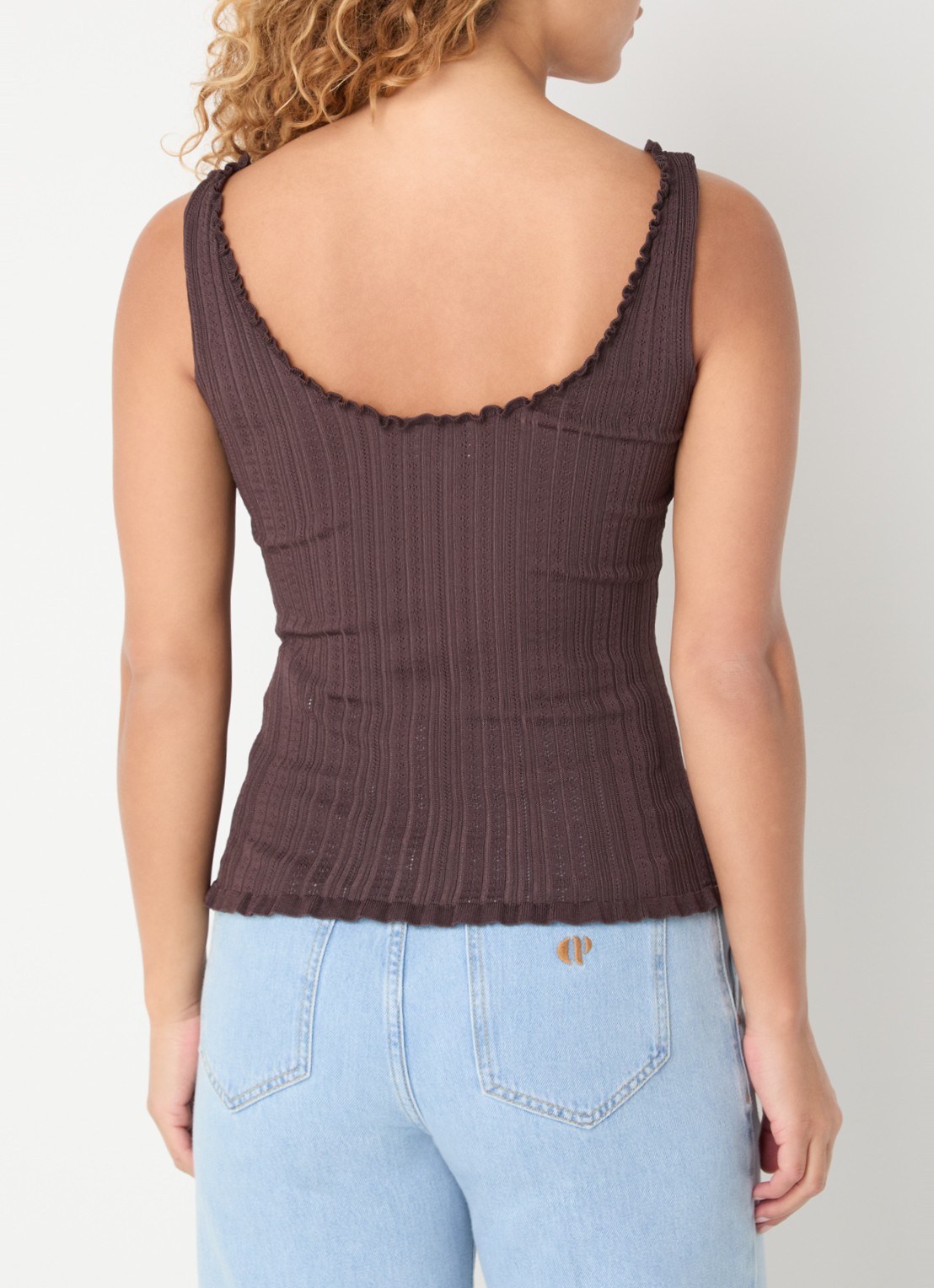 Claudie Pierlot Magnolia tanktop met ribstructuur - achterkant 4 bruin