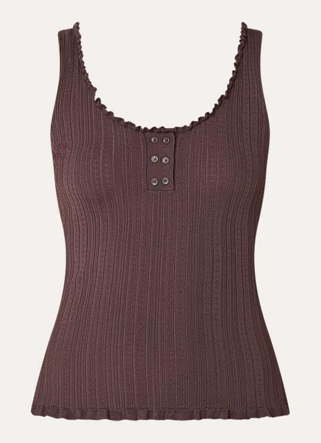 Claudie Pierlot Magnolia tanktop met ribstructuur - voorkant 2 bruin