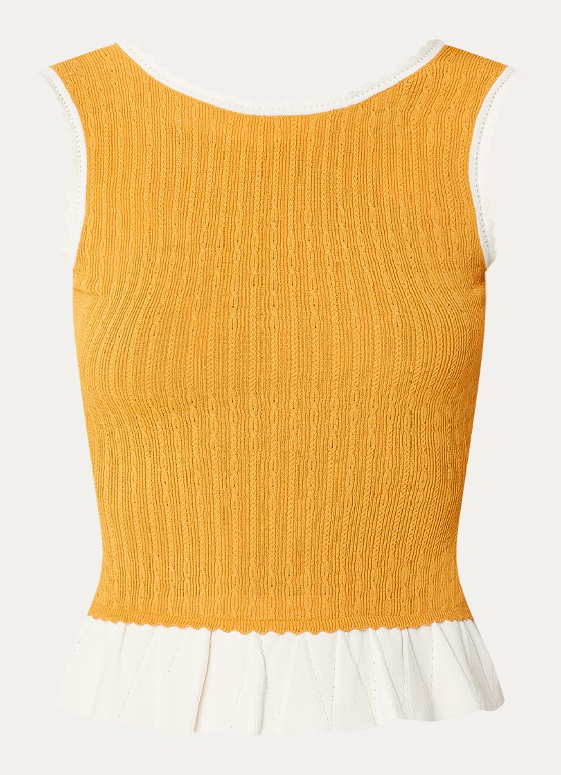 Claudie Pierlot Majo kabelgebreide tanktop met volant - voorkant 3 orange