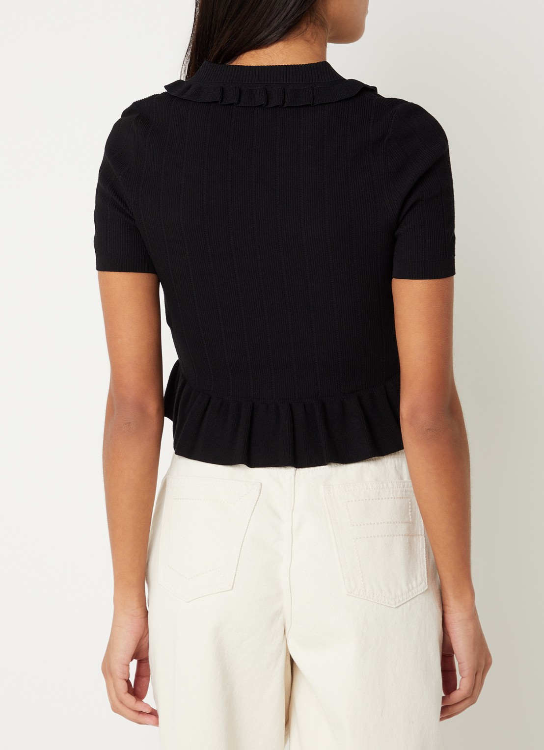 Claudie Pierlot Manalouni ribgebreide top met peplum - achterkant zwart
