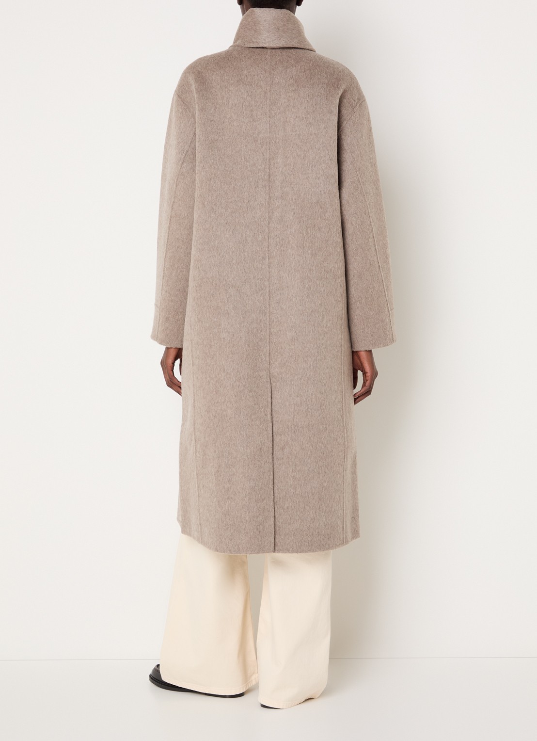 Claudie Pierlot Mantel in alpaca wolblend met afneembare sjaalkraag - achterkant 2 taupe