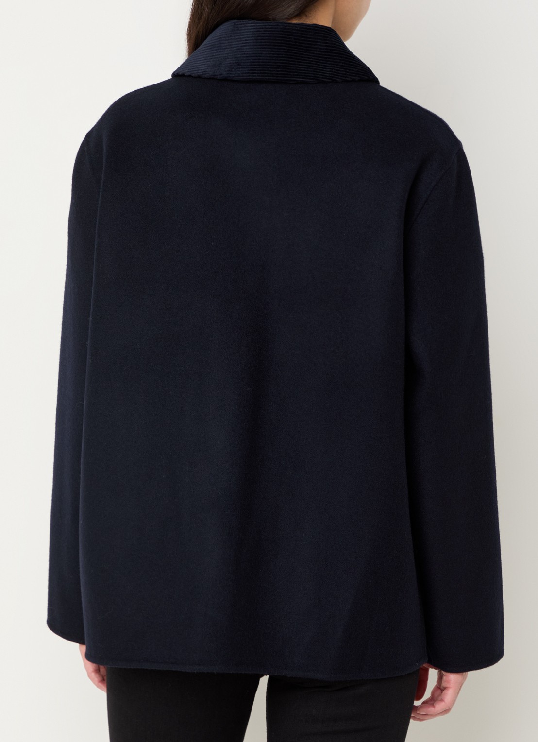 Claudie Pierlot Mantel in wolblend met opgestikte zakken - achterkant 4 donkerblauw