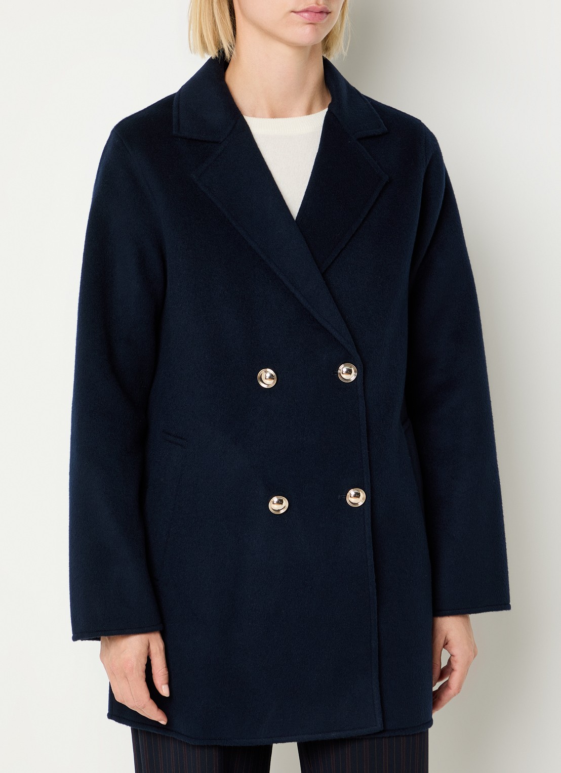 Claudie Pierlot Mantel van wol - detail donkerblauw