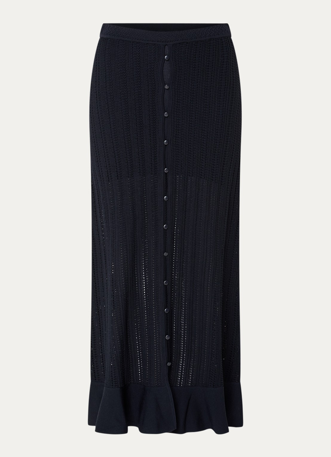 Claudie Pierlot Marc grofgebreide midi rok met sierknopen - voorkant 3 donkerblauw