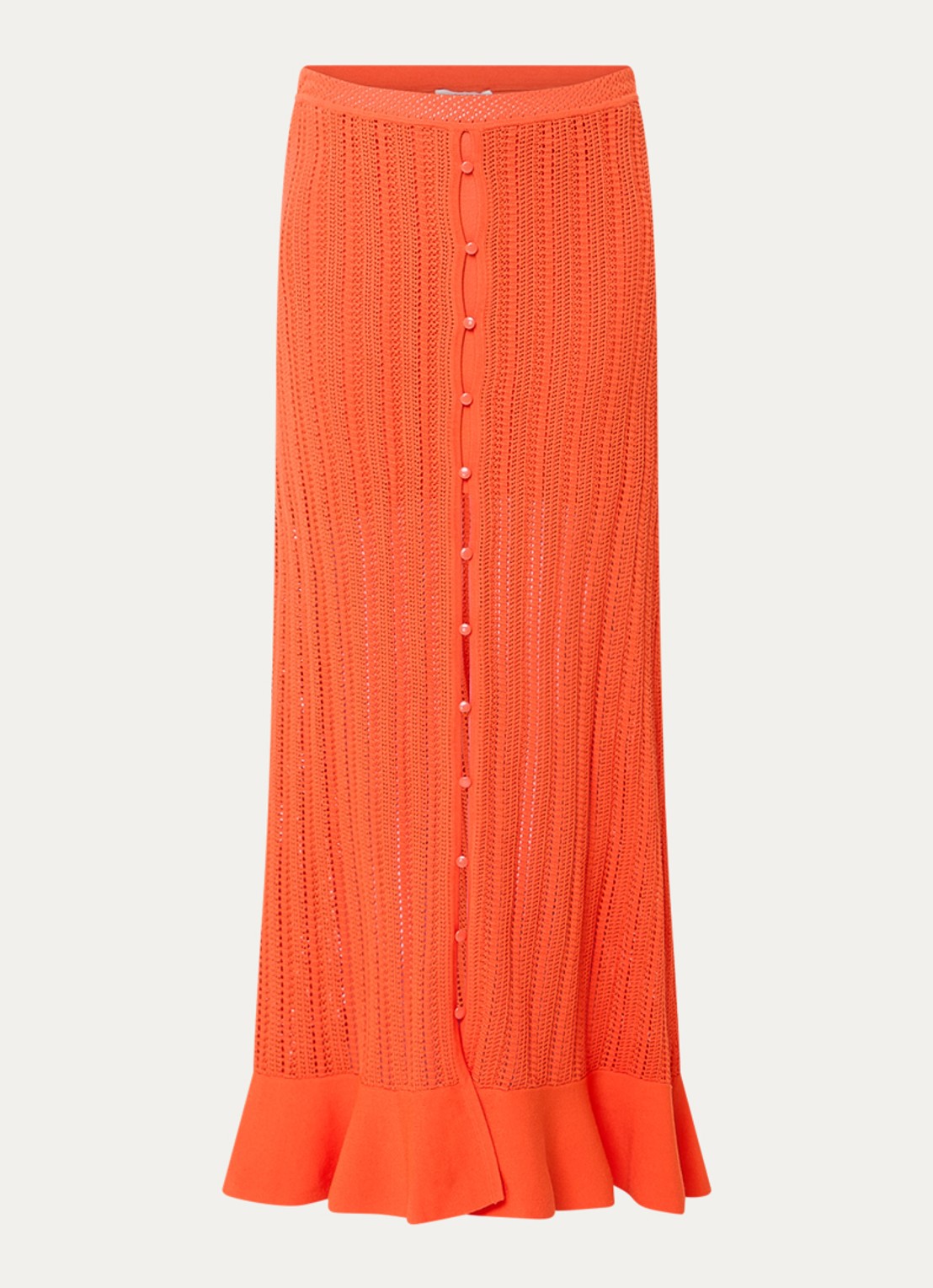 Claudie Pierlot Marc grofgebreide midi rok met sierknopen - voorkant 2 oranjerood