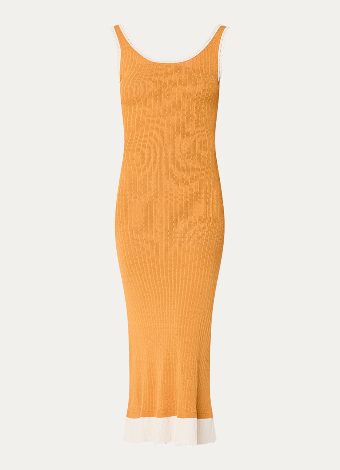 Claudie Pierlot Marletta kabelgebreide maxi jurk met volant - voorkant 2 donkeroranje
