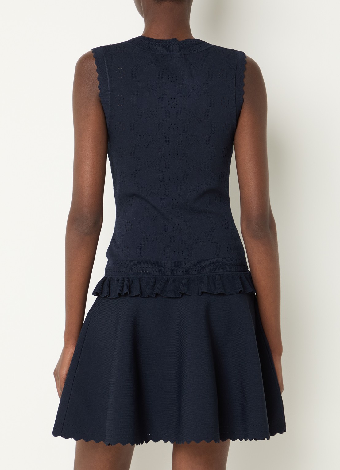 Claudie Pierlot Martin fijngebreide mini jurk - achterkant donkerblauw