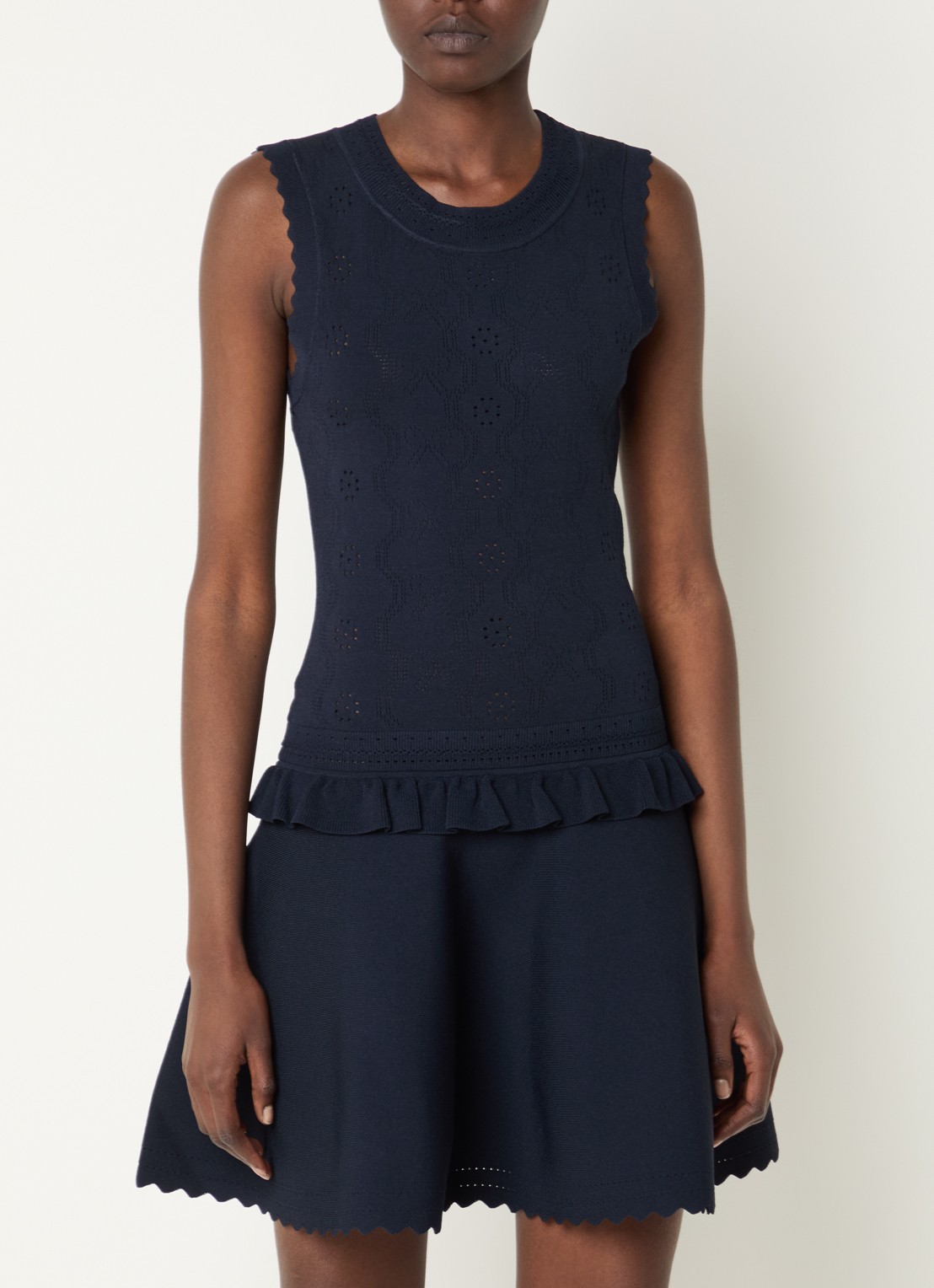 Claudie Pierlot Martin fijngebreide mini jurk - detail 2 donkerblauw