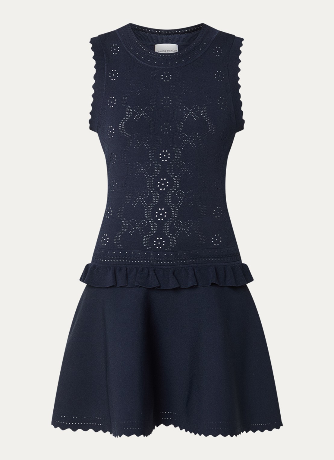 Claudie Pierlot Martin fijngebreide mini jurk - voorkant 3 donkerblauw