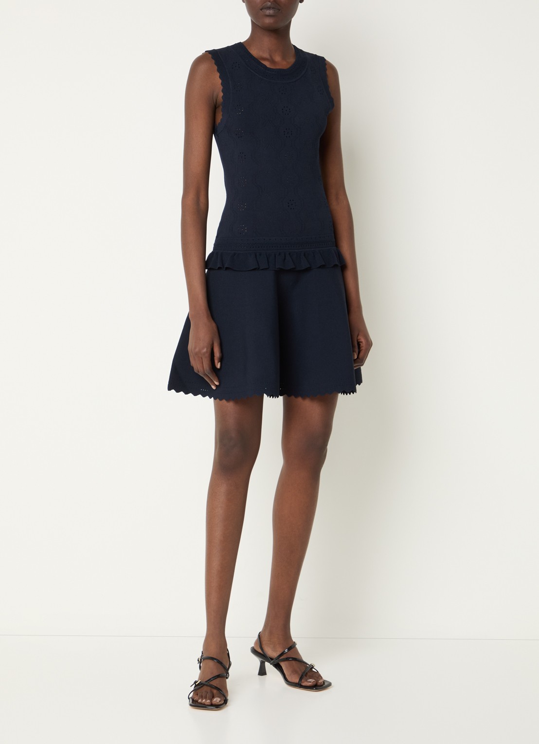 Claudie Pierlot Martin fijngebreide mini jurk - voorkant 4 donkerblauw