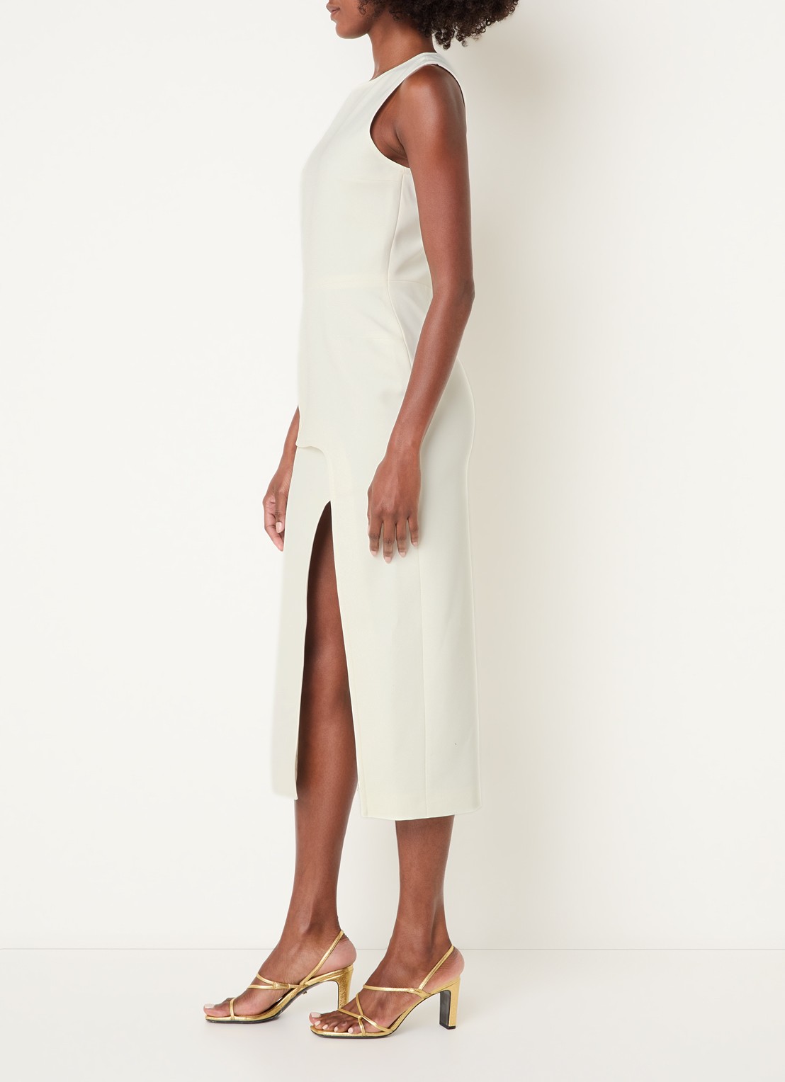 Claudie Pierlot Maxi blazerjurk met split - voorkant 2 gebroken wit