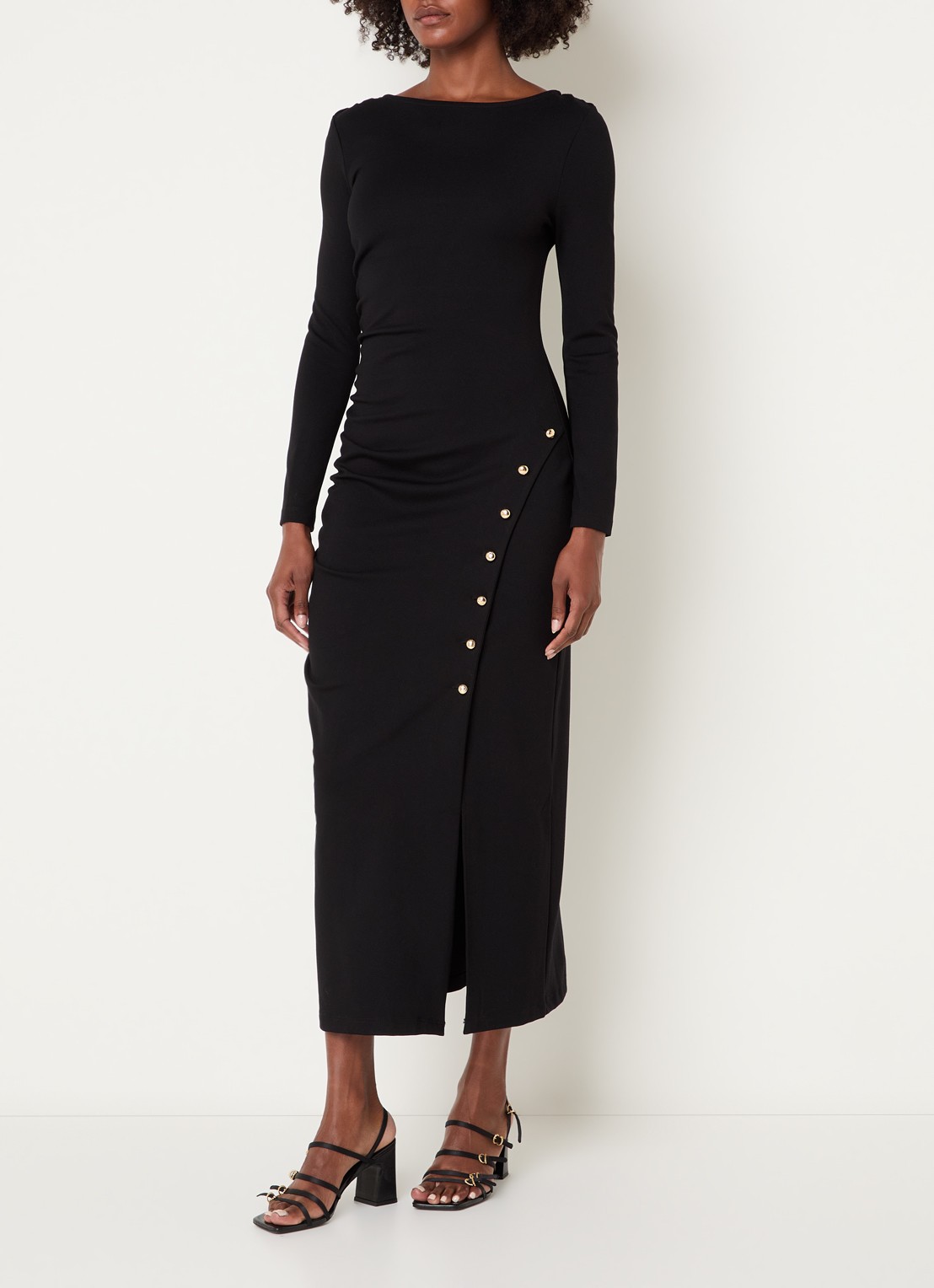 Claudie Pierlot Maxi jurk met boothals - detail 4 zwart