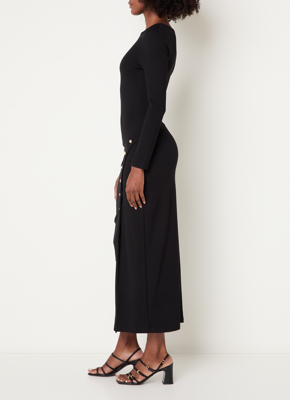 Claudie Pierlot Maxi jurk met boothals - voorkant 2 zwart