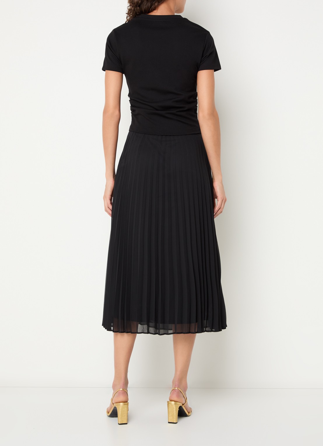 Claudie Pierlot Maxi jurk met plissé - achterkant zwart