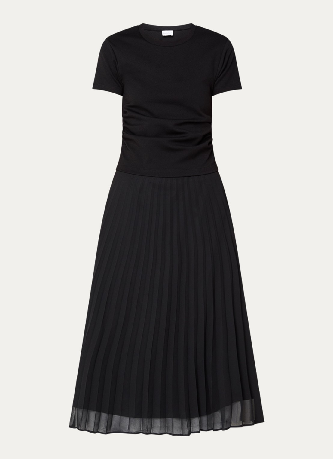 Claudie Pierlot Maxi jurk met plissé - voorkant 2 zwart