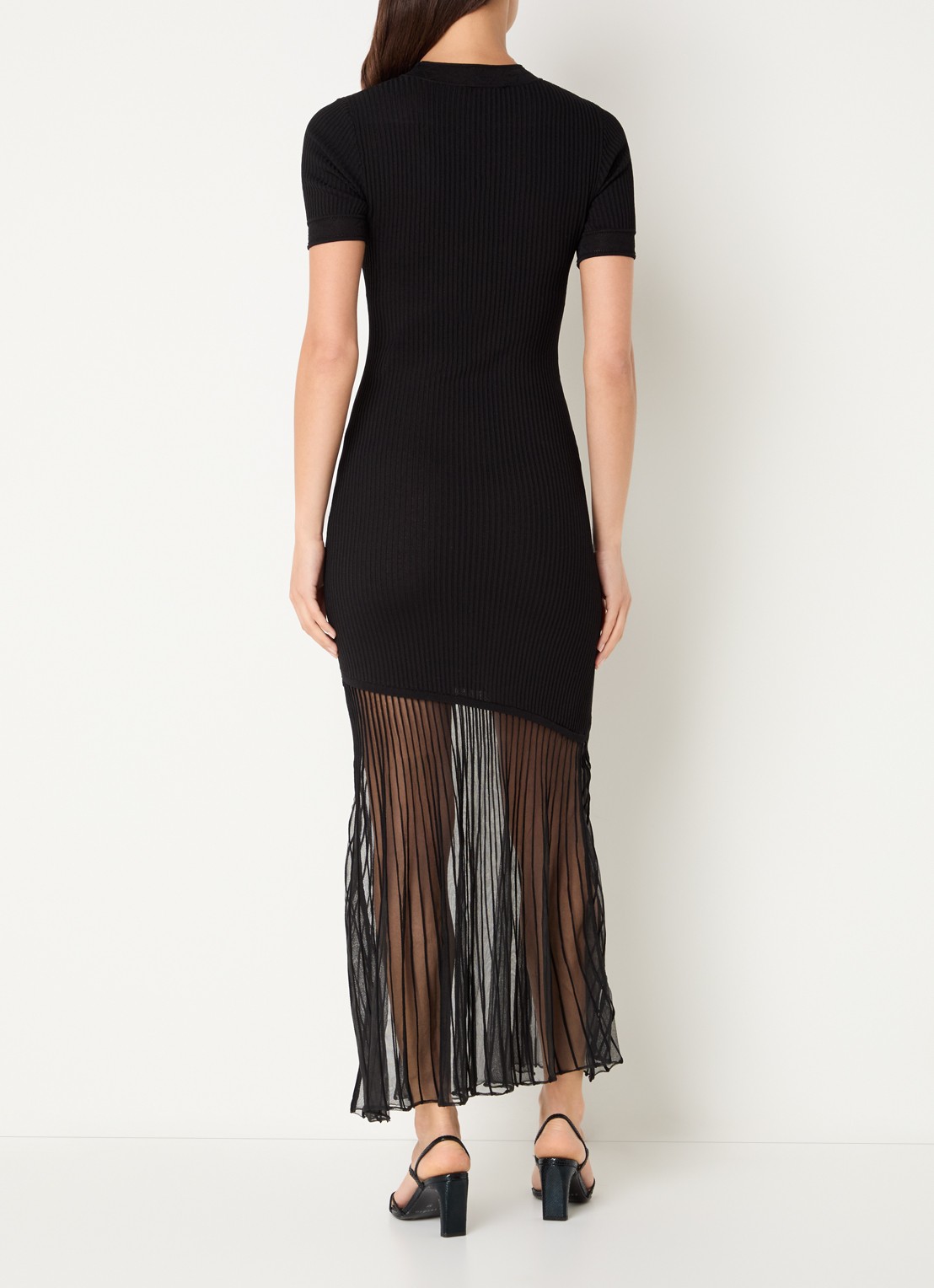 Claudie Pierlot Maxi jurk met plooien - achterkant 4 zwart