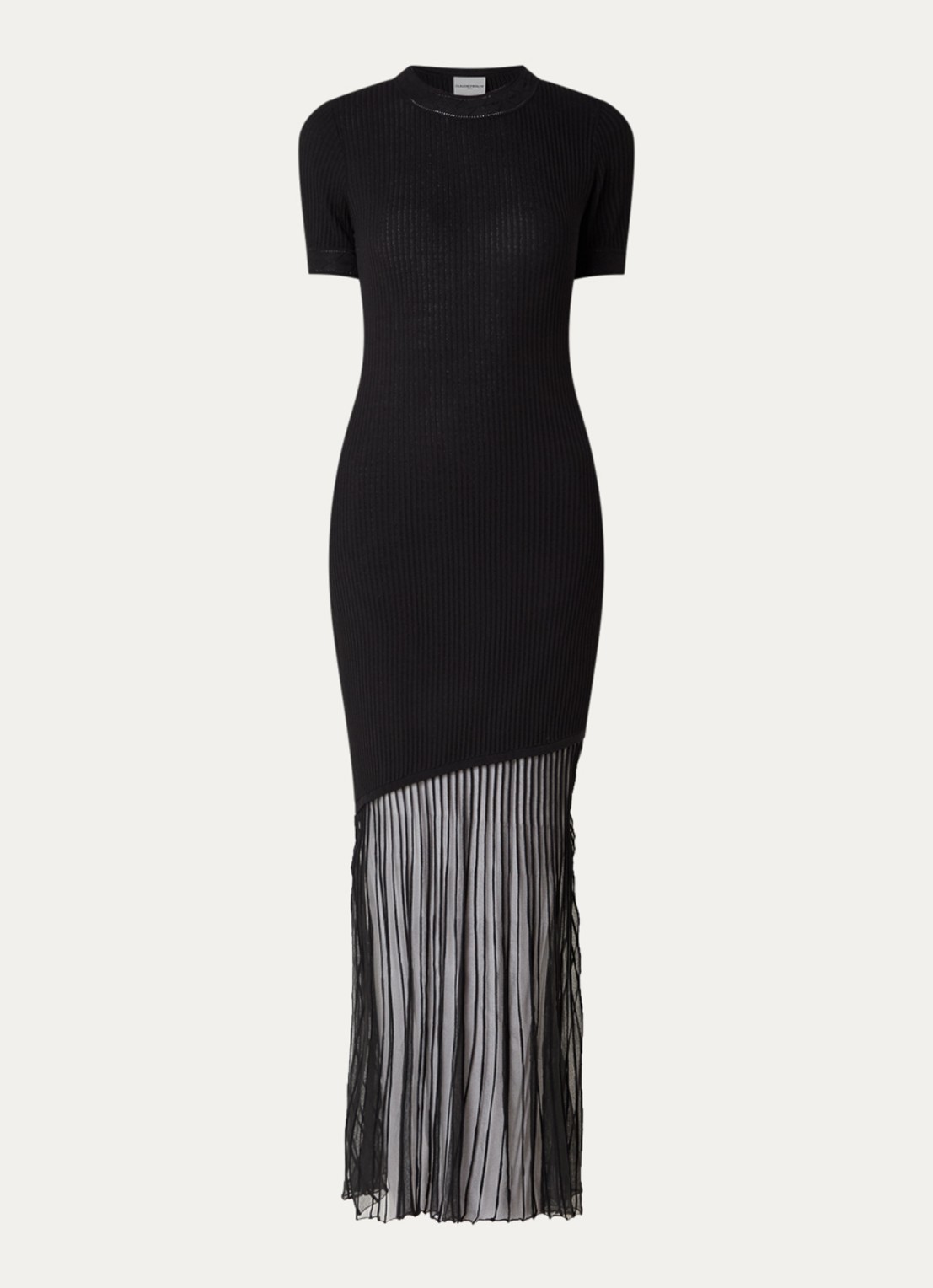 Claudie Pierlot Maxi jurk met plooien - voorkant zwart