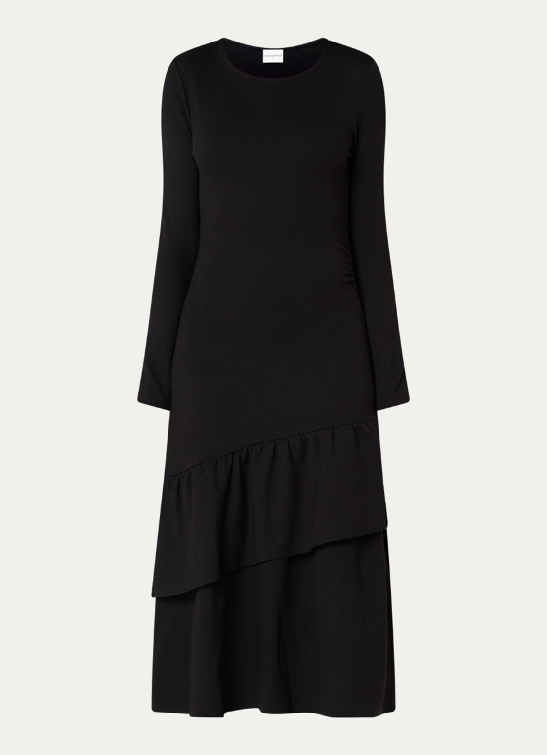 Claudie Pierlot Maxi jurk met volant - voorkant 3 zwart