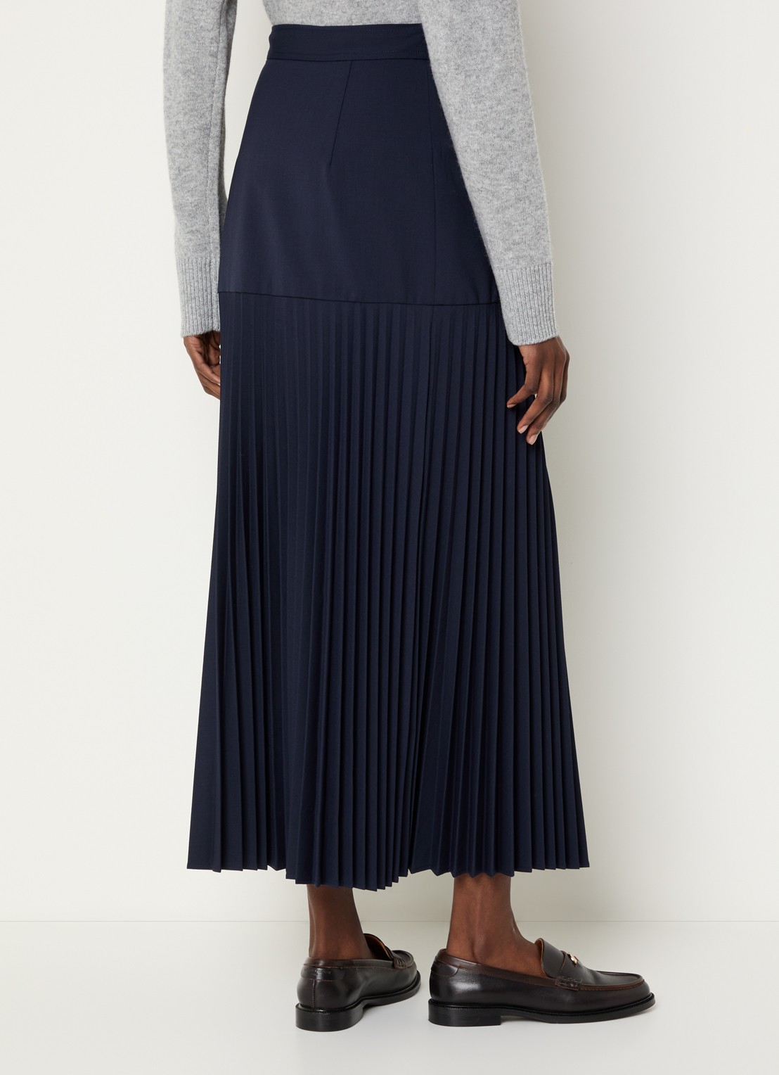 Claudie Pierlot Maxi rok met plooien - achterkant donkerblauw