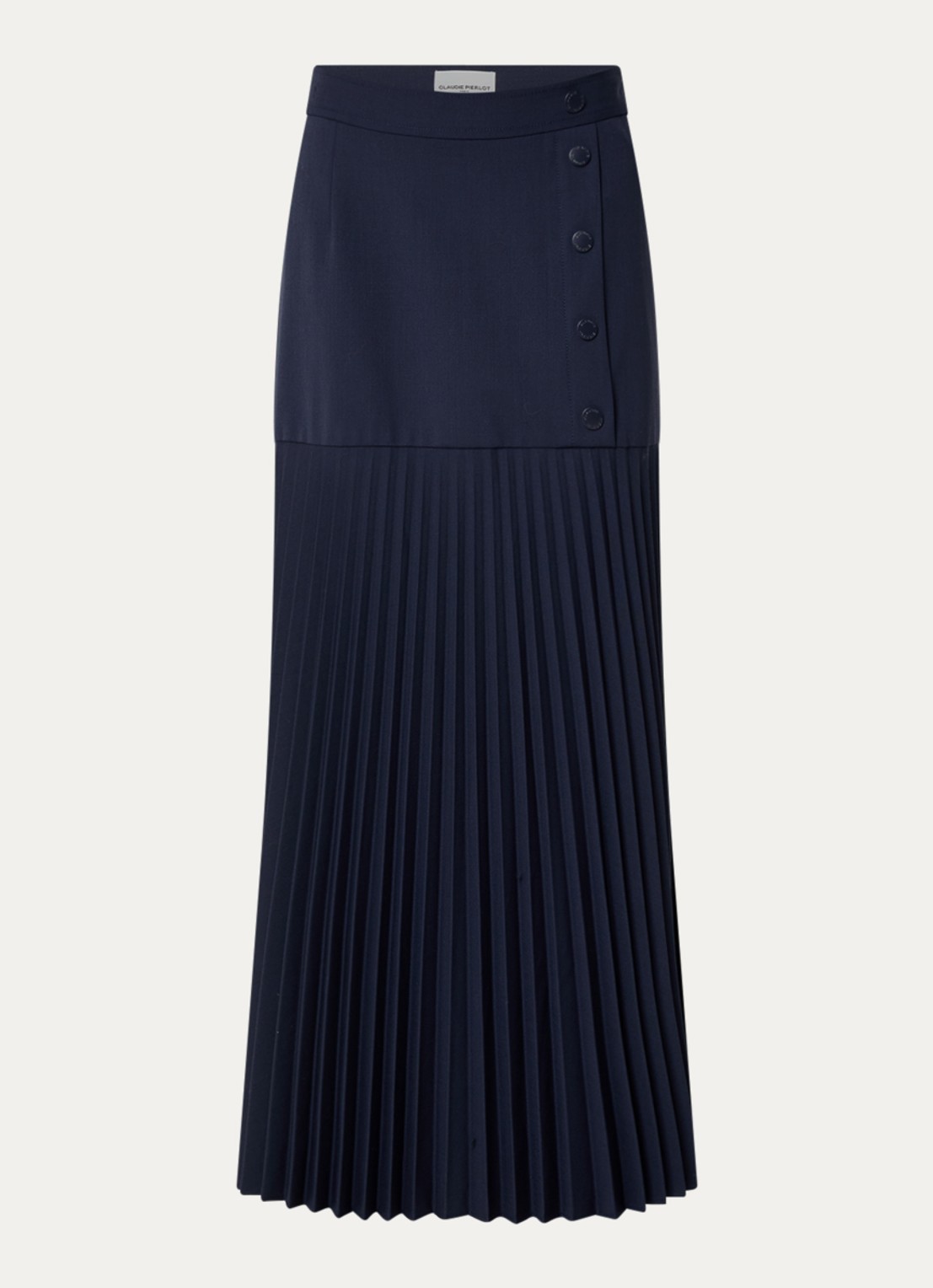 Claudie Pierlot Maxi rok met plooien - voorkant 2 donkerblauw