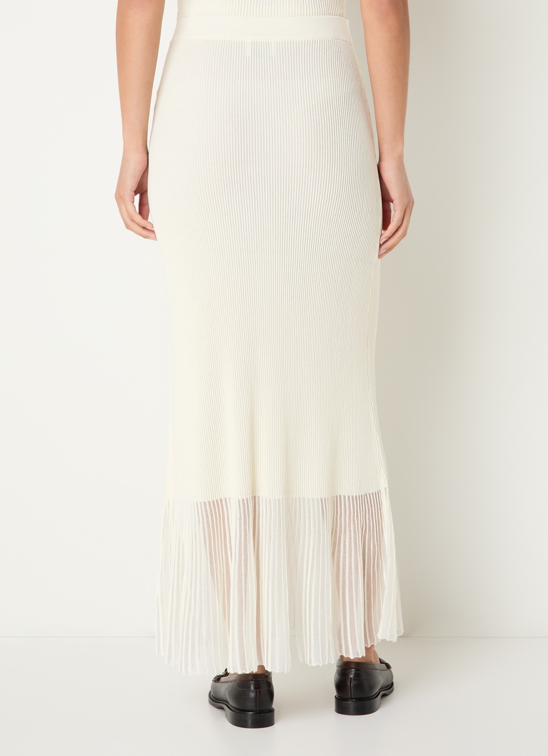 Claudie Pierlot Maxi rok met ribstructuur - achterkant gebroken wit