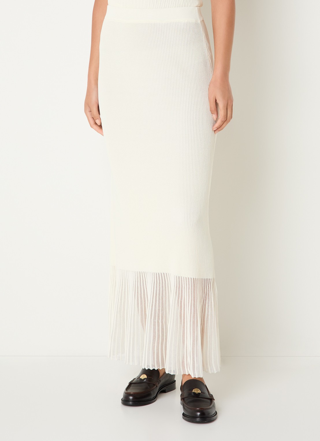 Claudie Pierlot Maxi rok met ribstructuur - detail 4 gebroken wit