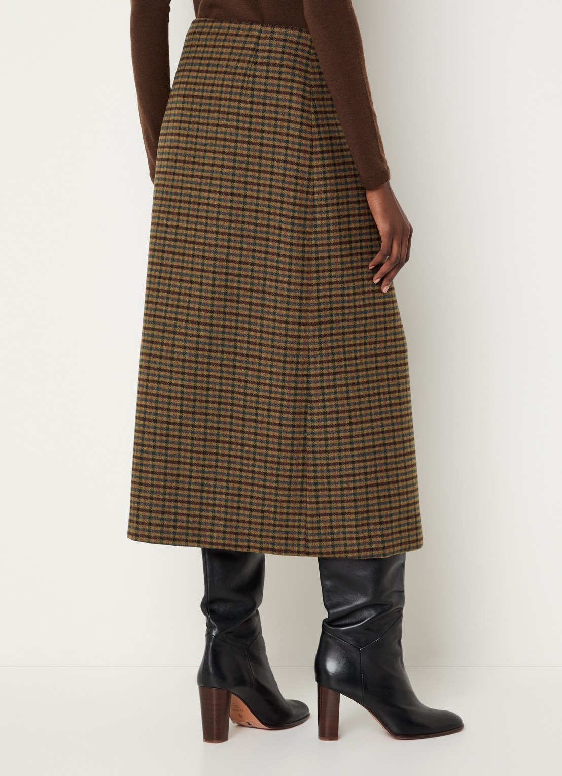Claudie Pierlot Maxi rok met ruitdessin - achterkant camel