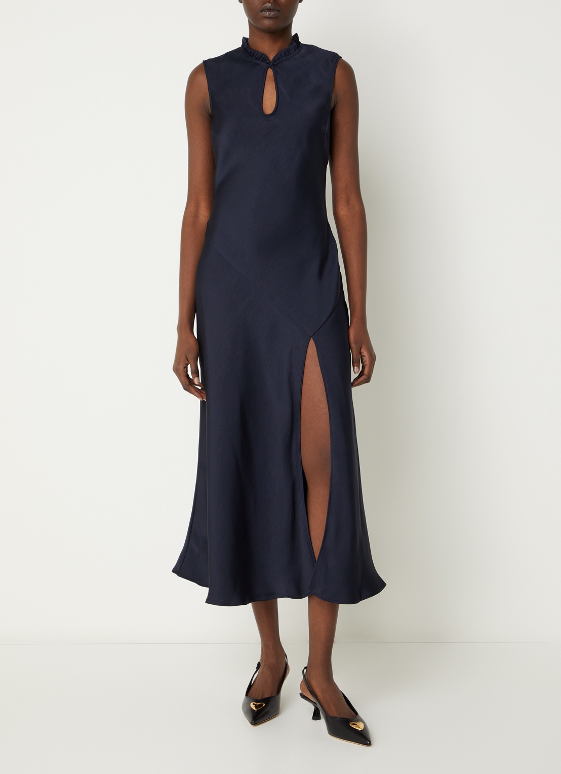 Claudie Pierlot Maxi tuniekjurk met split - detail 4 donkerblauw