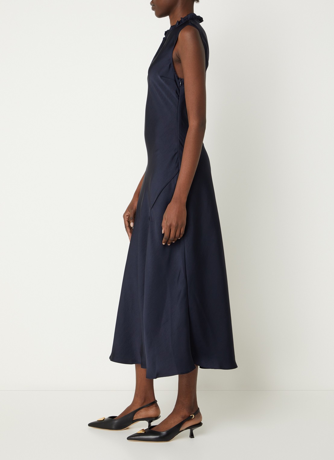 Claudie Pierlot Maxi tuniekjurk met split - voorkant 2 donkerblauw