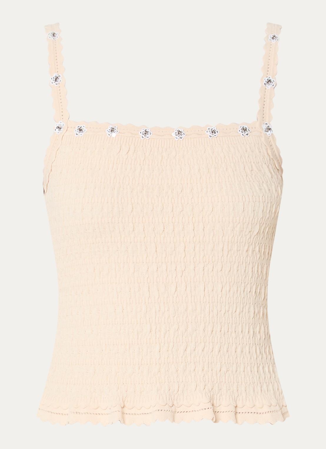 Claudie Pierlot Melody top met structuur en pailletten - voorkant creme