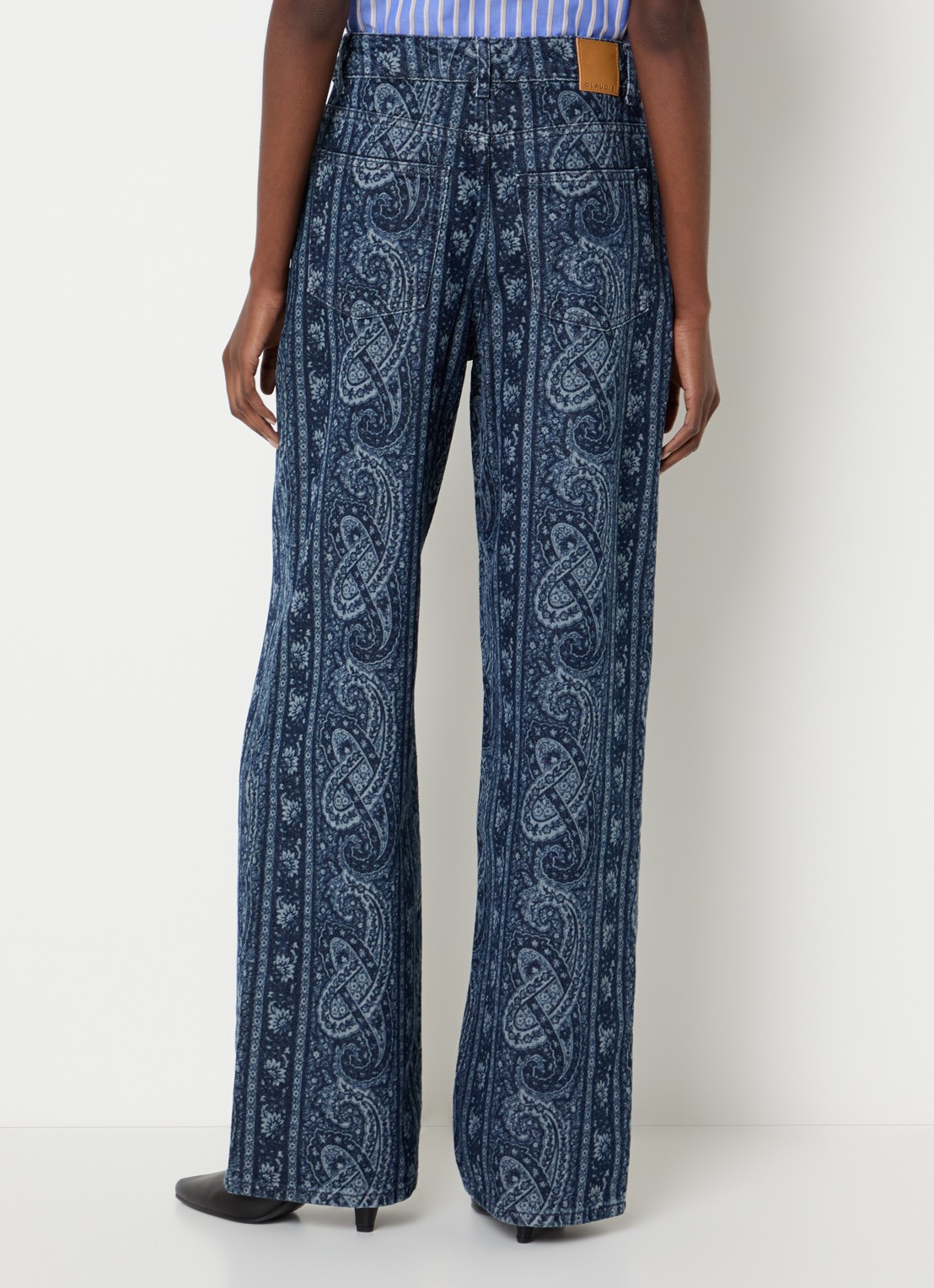 Claudie Pierlot Mid waist straight leg jeans met print - achterkant 5 indigo