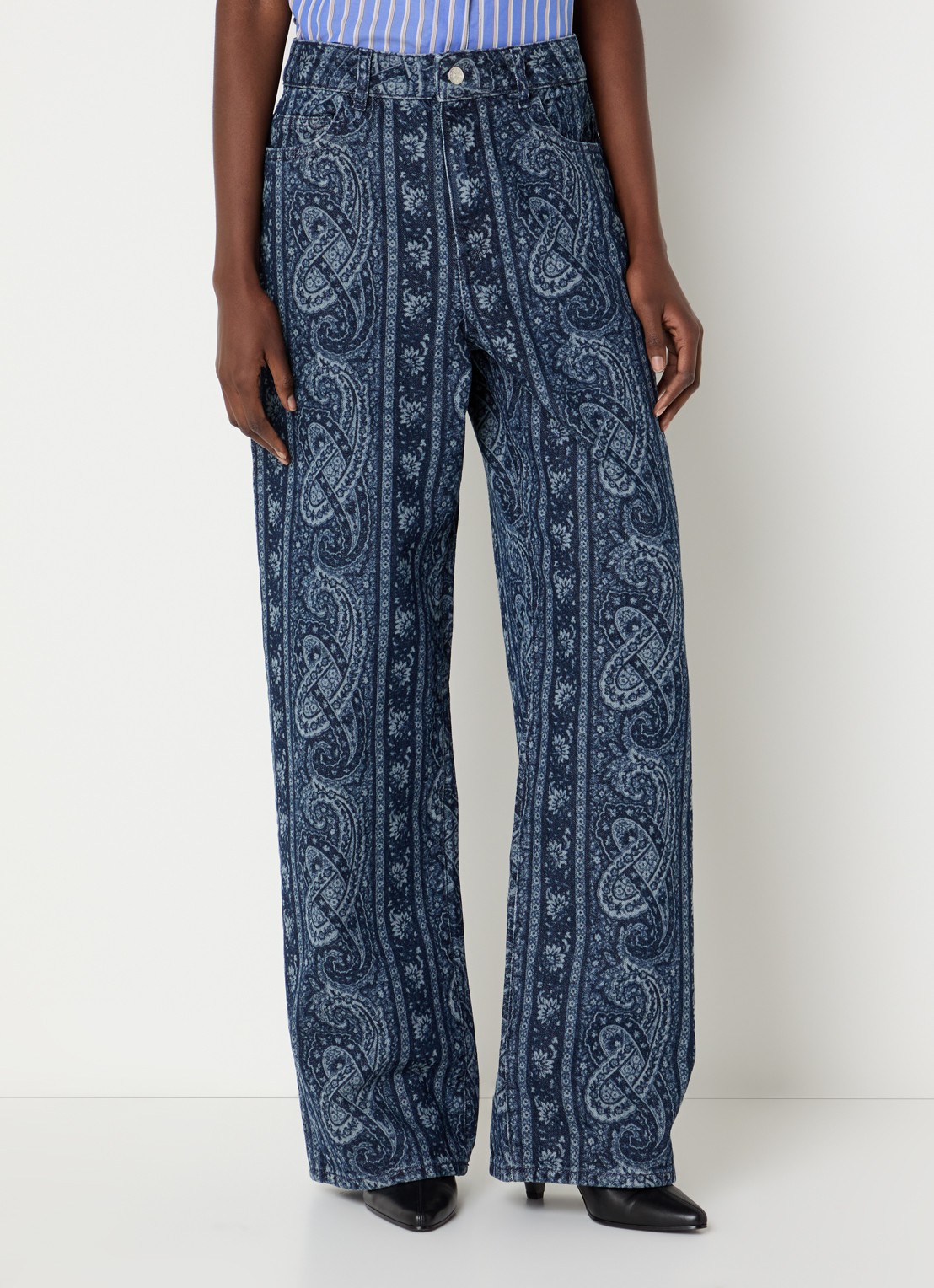 Claudie Pierlot Mid waist straight leg jeans met print - detail 3 indigo