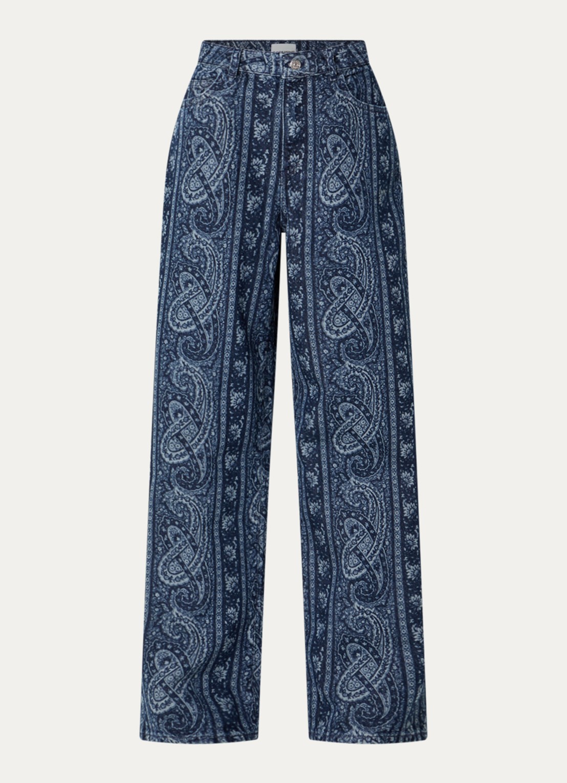 Claudie Pierlot Mid waist straight leg jeans met print - voorkant indigo