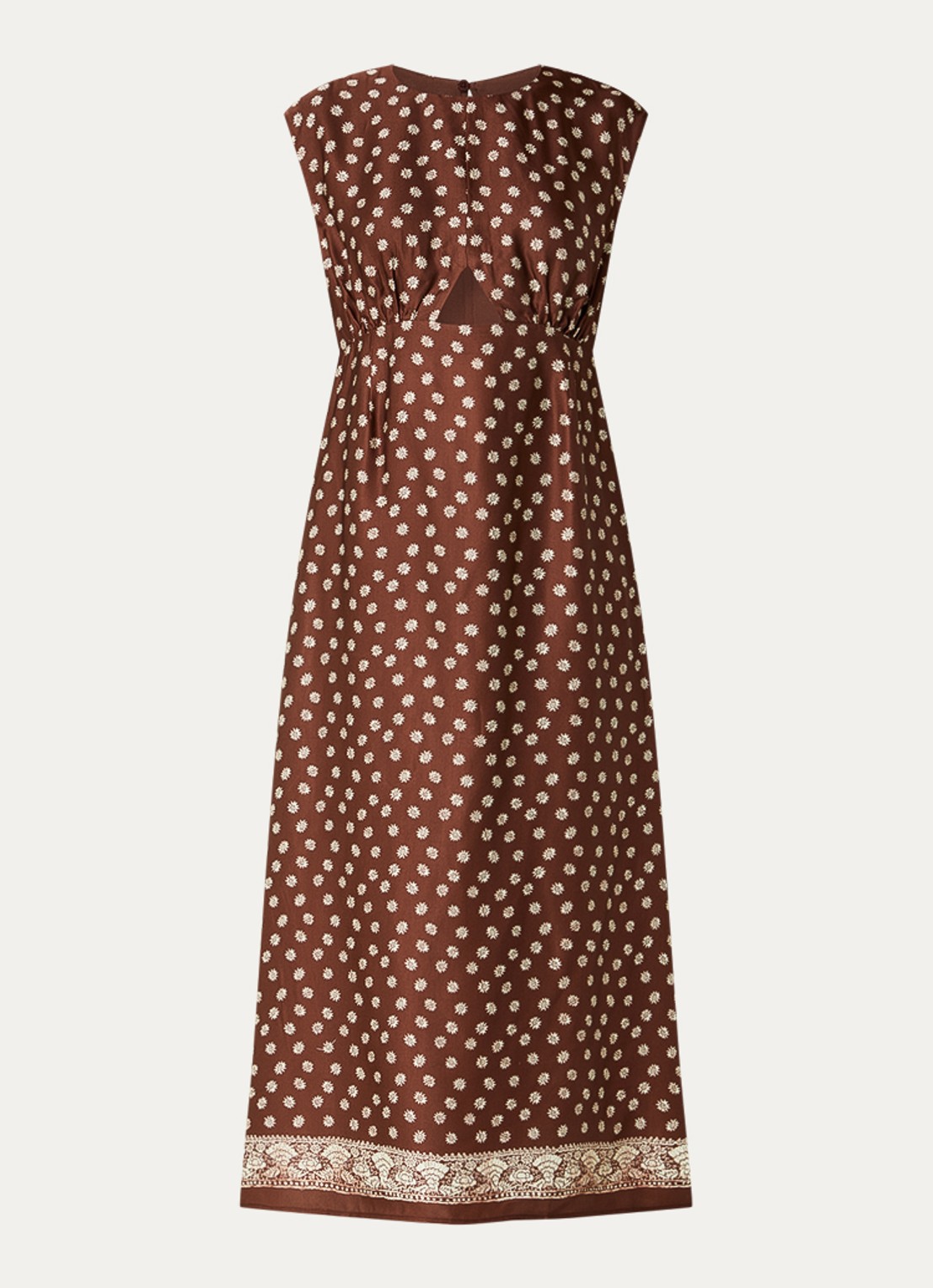 Claudie Pierlot Midi jurk met bloemenprint en cut-out detail - voorkant 3 bruin