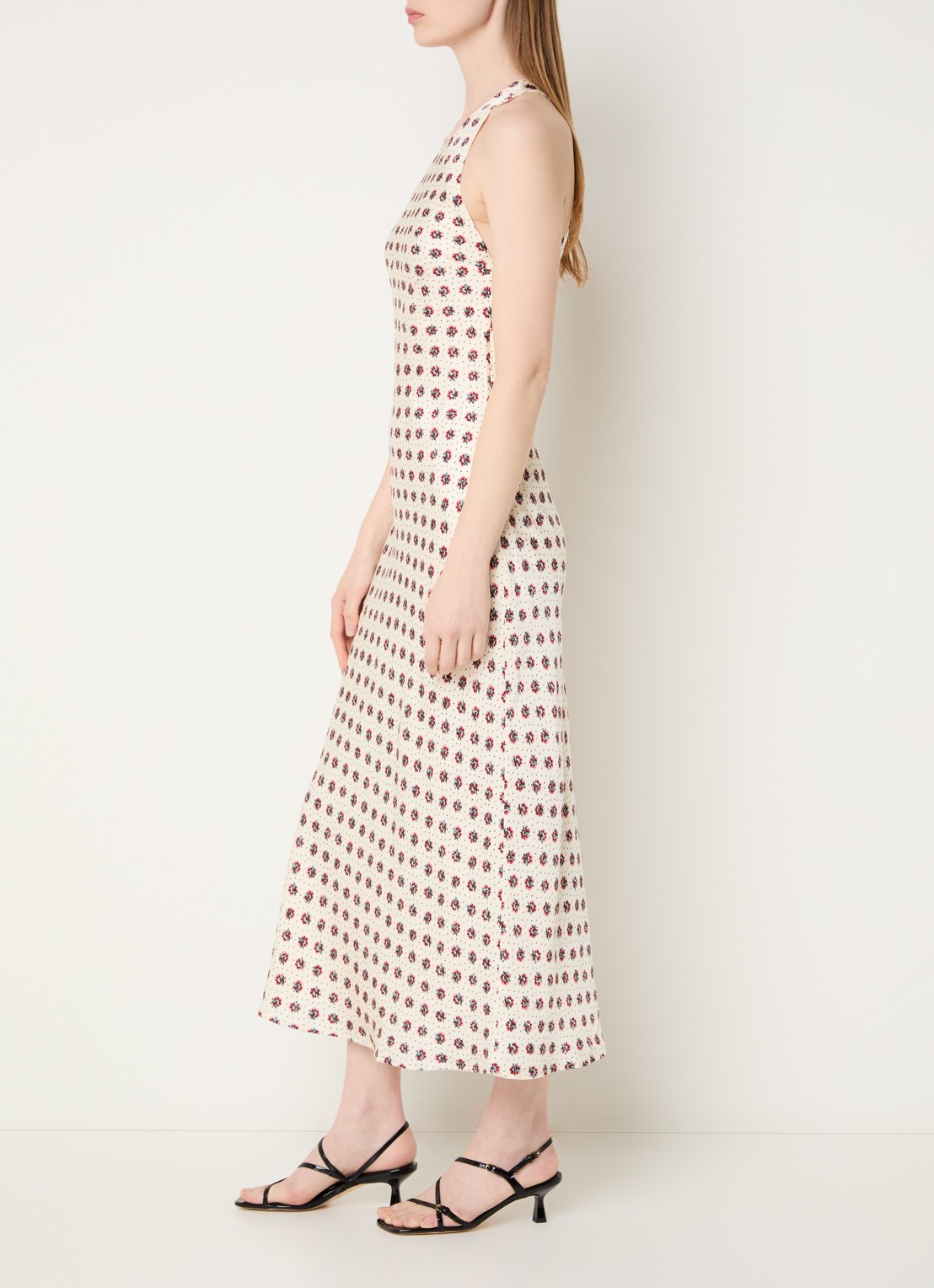 Claudie Pierlot Midi jurk met bloemenprint - achterkant gebroken wit