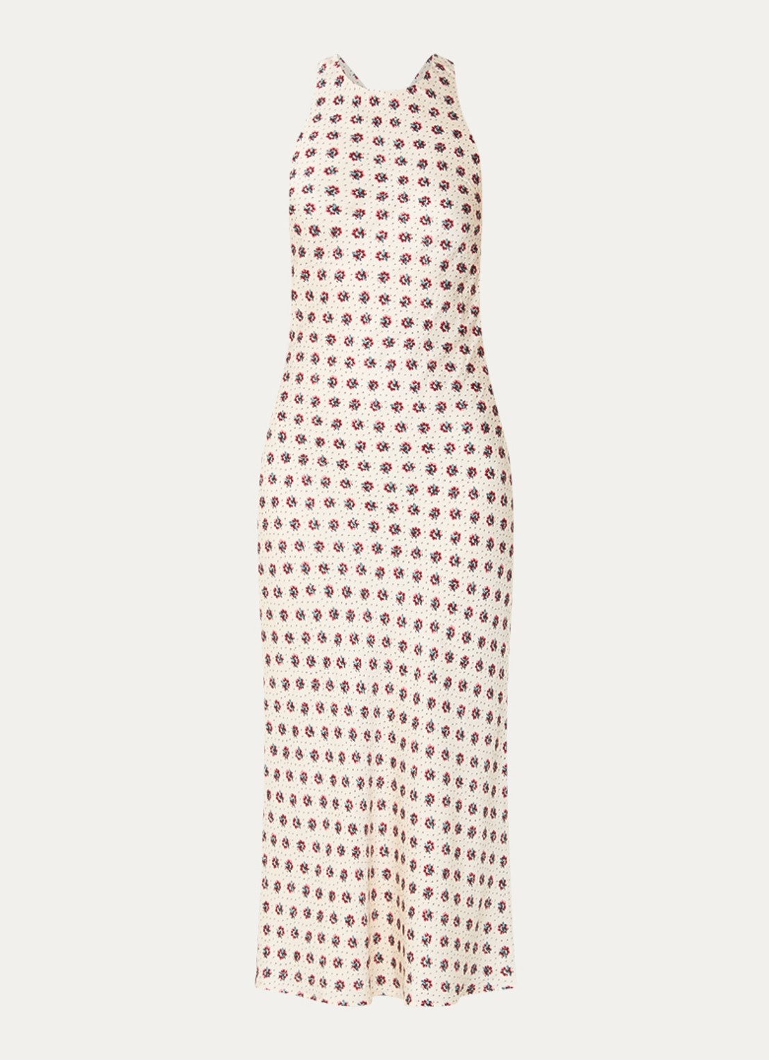 Claudie Pierlot Midi jurk met bloemenprint - voorkant 2 gebroken wit