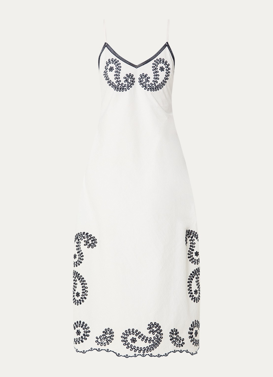 Claudie Pierlot Midi jurk met broderie - voorkant 2 gebroken wit