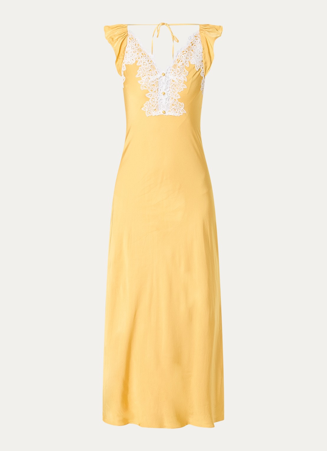 Claudie Pierlot Midi jurk met cut-out detail - voorkant okergeel