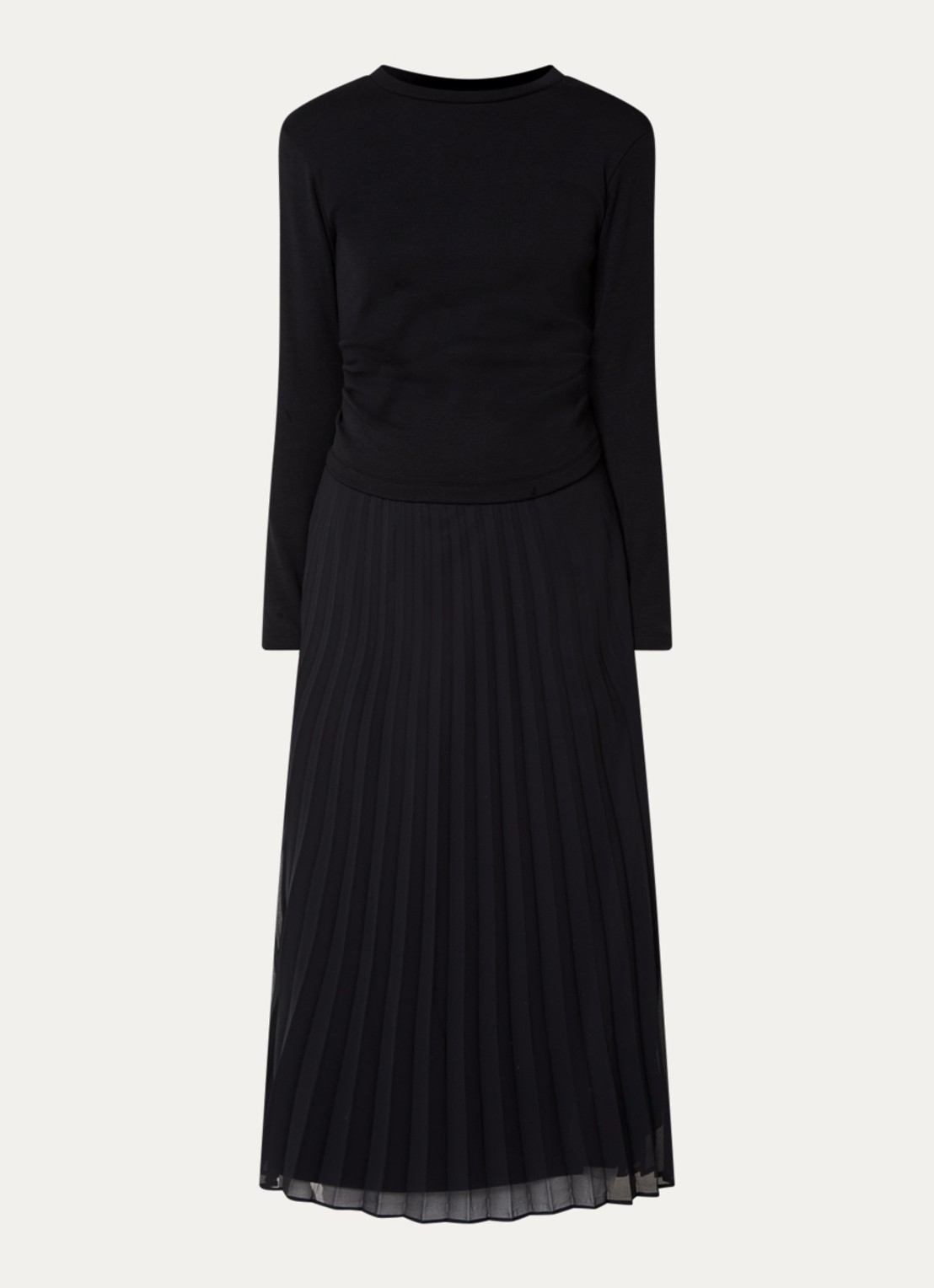 Claudie Pierlot Midi jurk met plissé - voorkant zwart