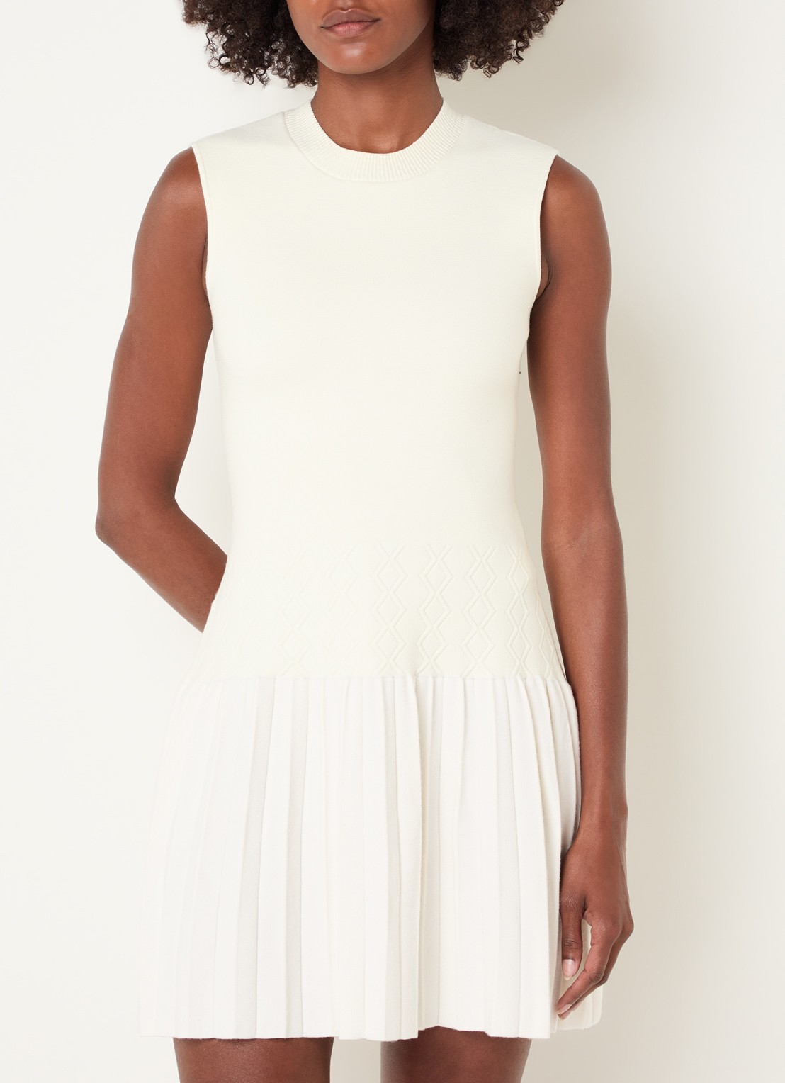 Claudie Pierlot Midi jurk met stretch - detail 4 gebroken wit