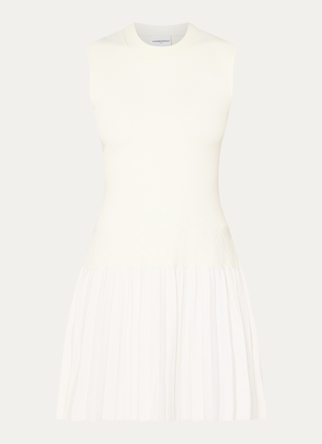 Claudie Pierlot Midi jurk met stretch - voorkant 2 gebroken wit