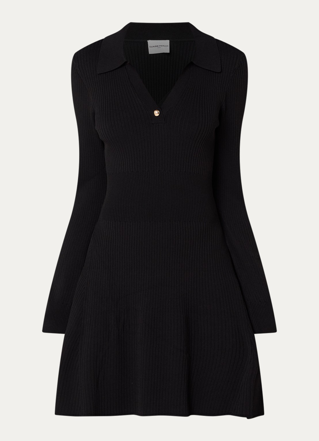 Claudie Pierlot Midi jurk met structuur - voorkant zwart