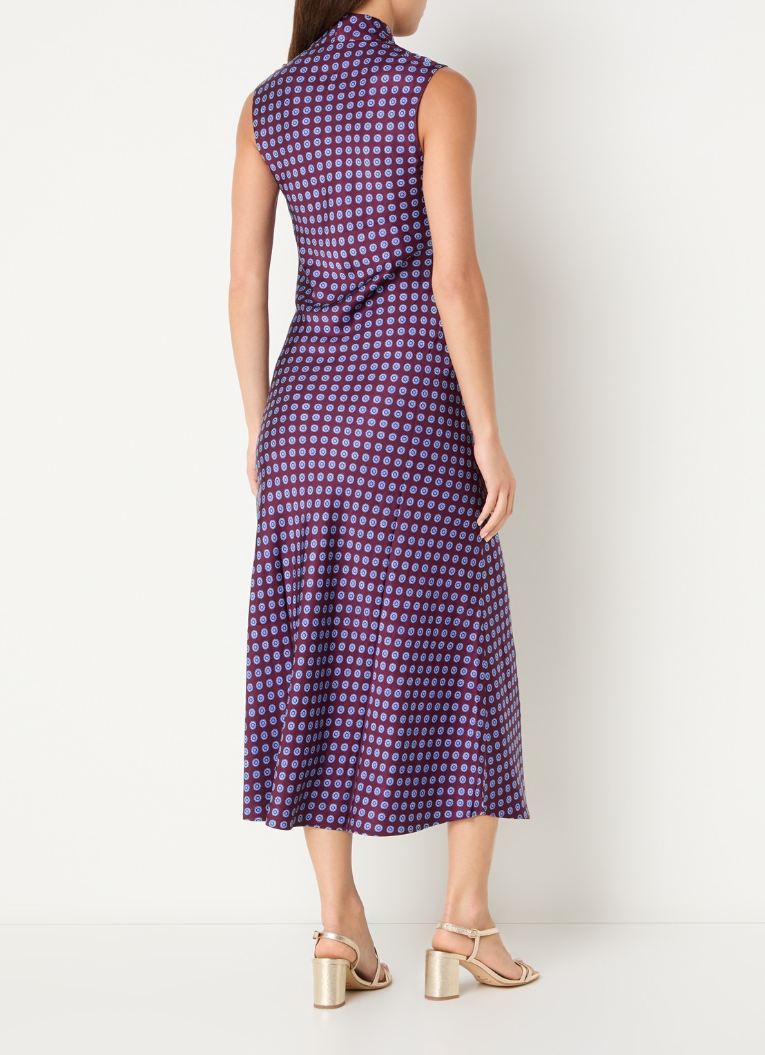 Claudie Pierlot Midi jurk van satijn met print - achterkant 3 aubergine