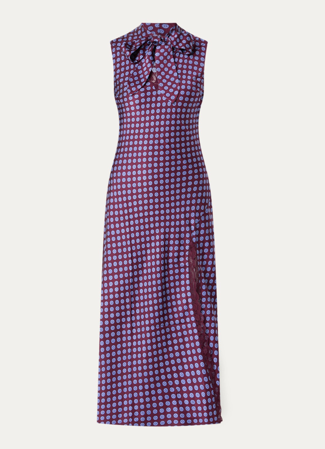 Claudie Pierlot Midi jurk van satijn met print - voorkant aubergine
