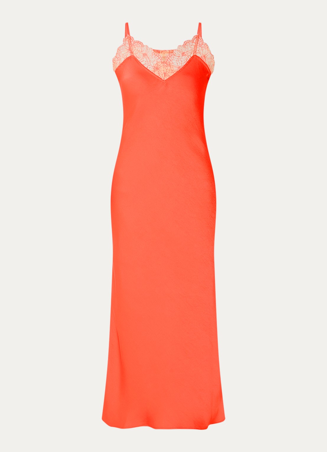 Claudie Pierlot Midi jurk van satijn - voorkant 2 koraalrood